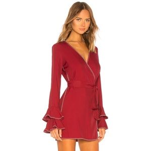 Tularosa Luna Long Sleeve Wrap Dress Burgundy XS